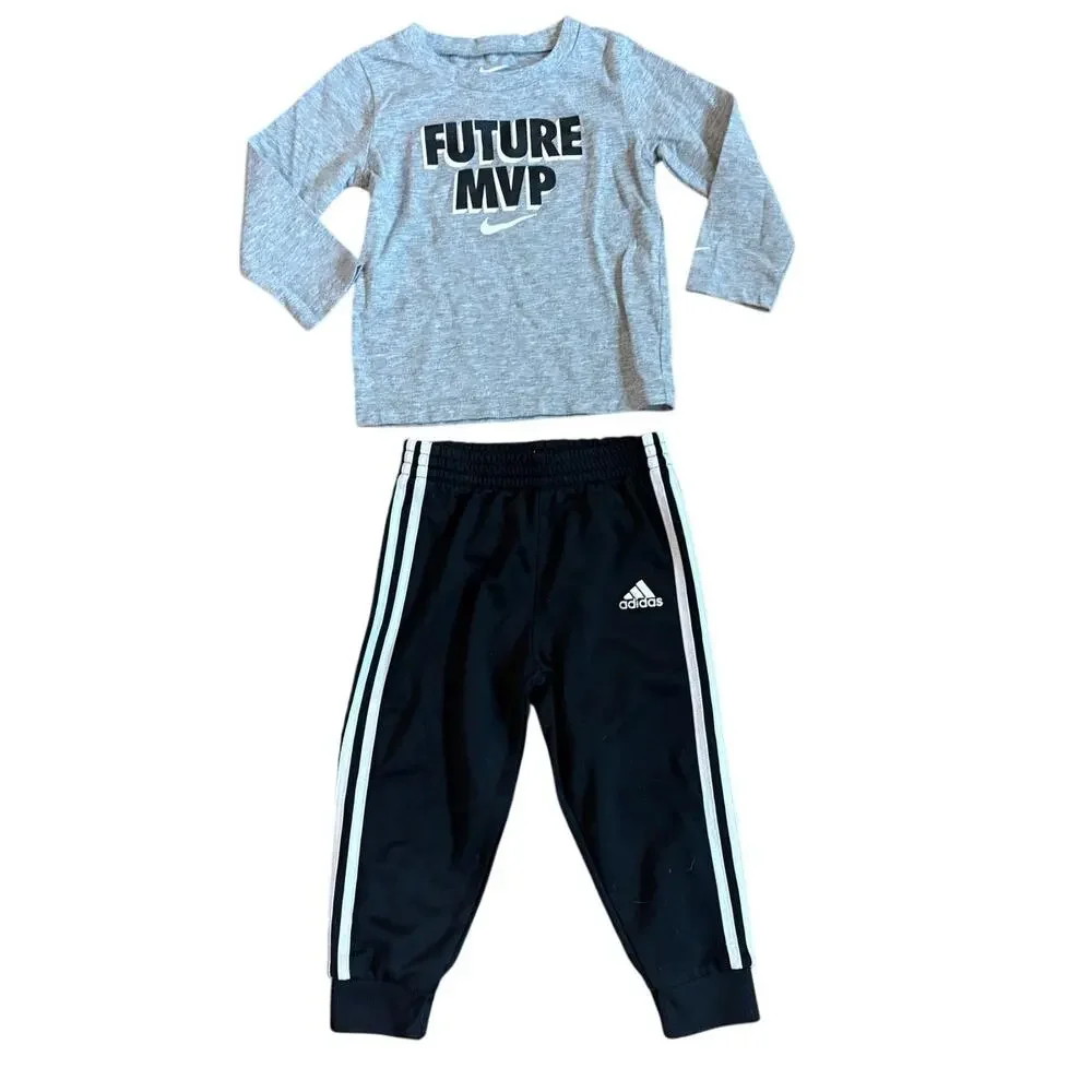 Nike Future MVP Shirt + Adidas Track Pants 18M Toddler Outfit Set EUC‎